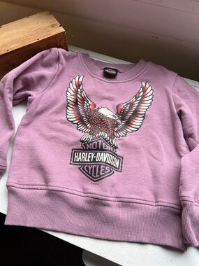 Girls Harley-Davidson Lilac Pullover Crew Neck Sweatshirt Eagle Graphic size 7/8